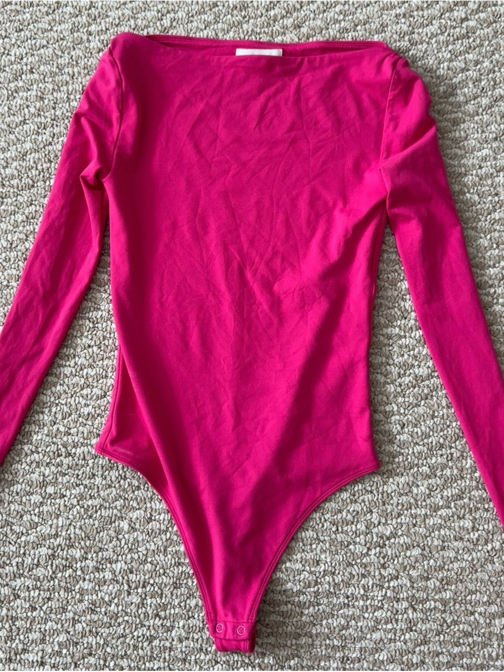 Aritzia Women's Bright Pink Long-Sleeve Bodysuit